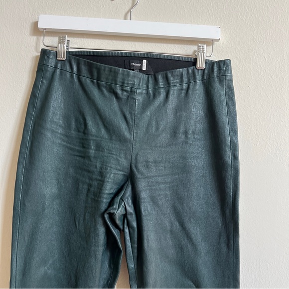Theory Adbelle Green Leather Bristol Leggings 12 - Picture 3 of 8